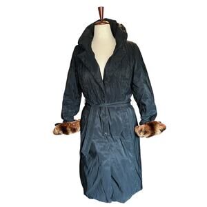 Violanti Black‎ Puffer Coat | Faux Fur Trim | Belted |Size IT 42 | US M
